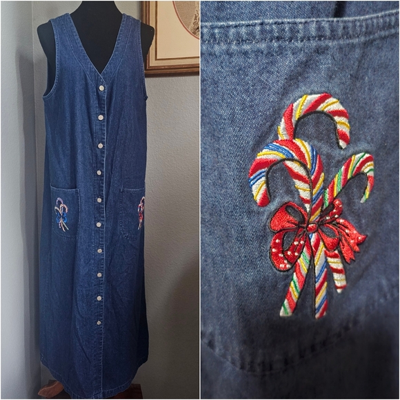 Candy cane denim maxi dress size 14 - Picture 9 of 9